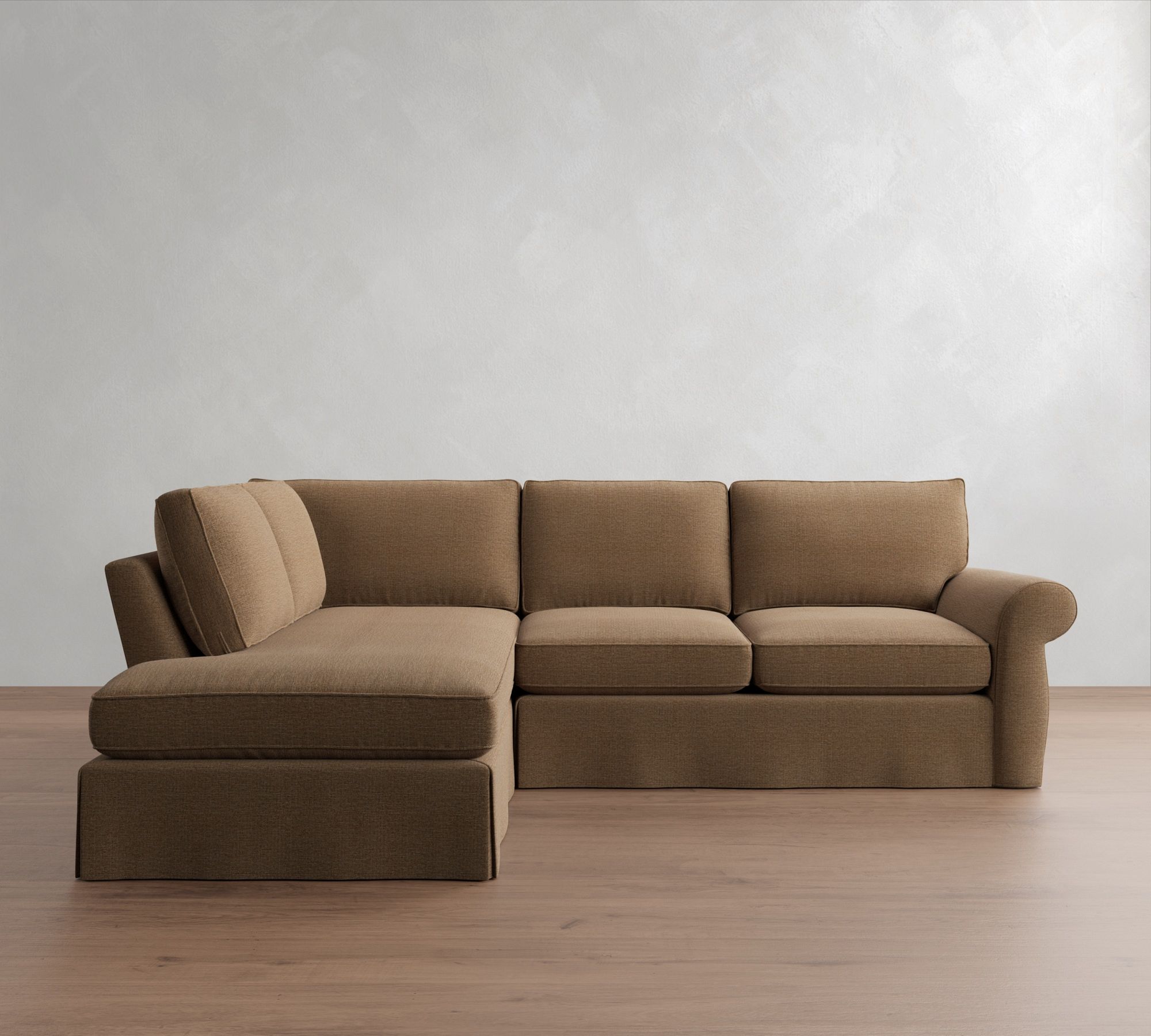 Pearce Roll Arm Deep Seat Slipcovered Return Bumper Sectional (119"&ndash;149")