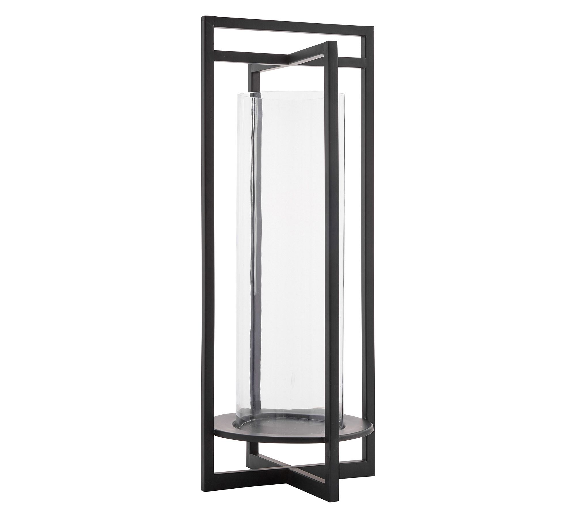 Brooks Cross Bar Steel &amp; Glass Outdoor Lantern - thumbnail 3