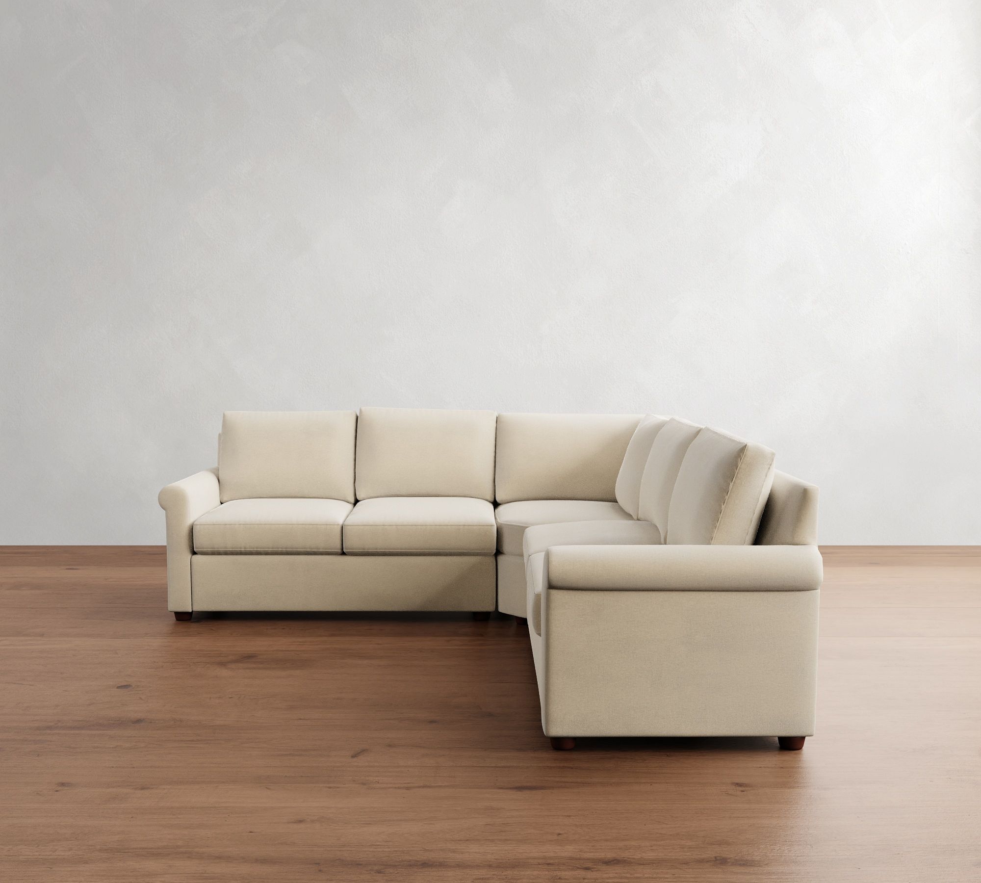 Cameron Modern Roll Arm 3-Piece L-Shaped Wedge Sectional (105")