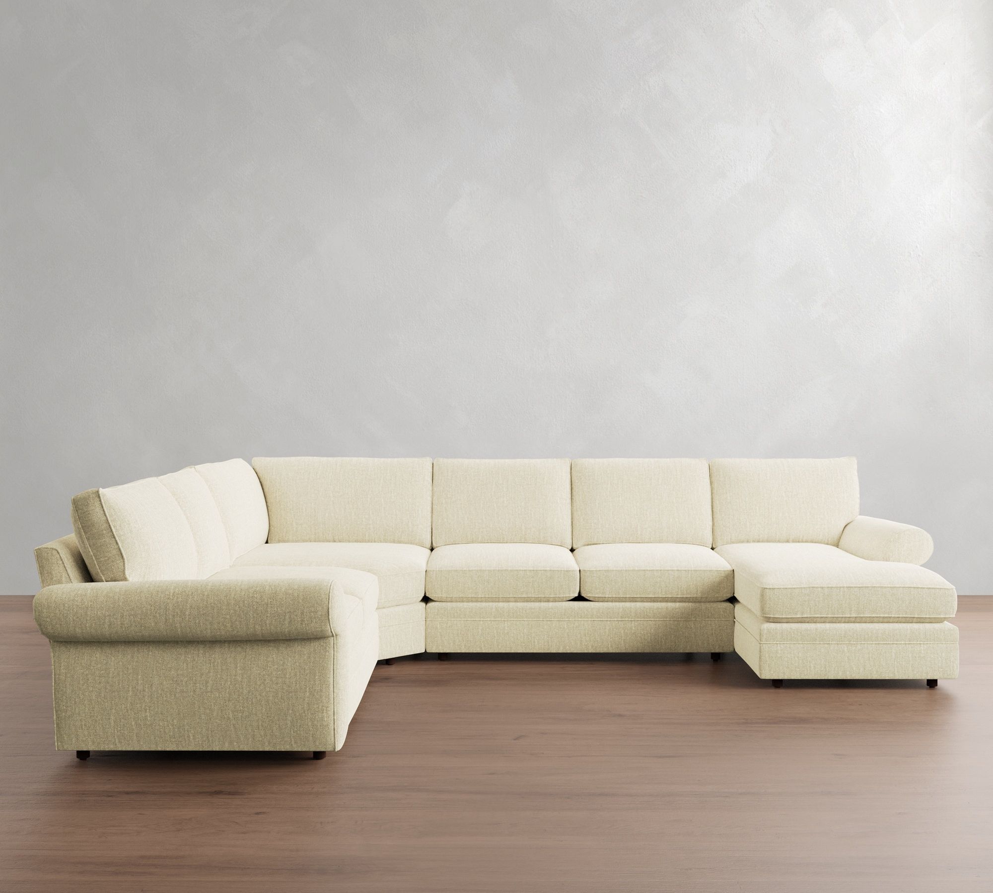 Pearce Roll Arm Deep Seat 4-Piece Wedge Sectional (152"&ndash;162")