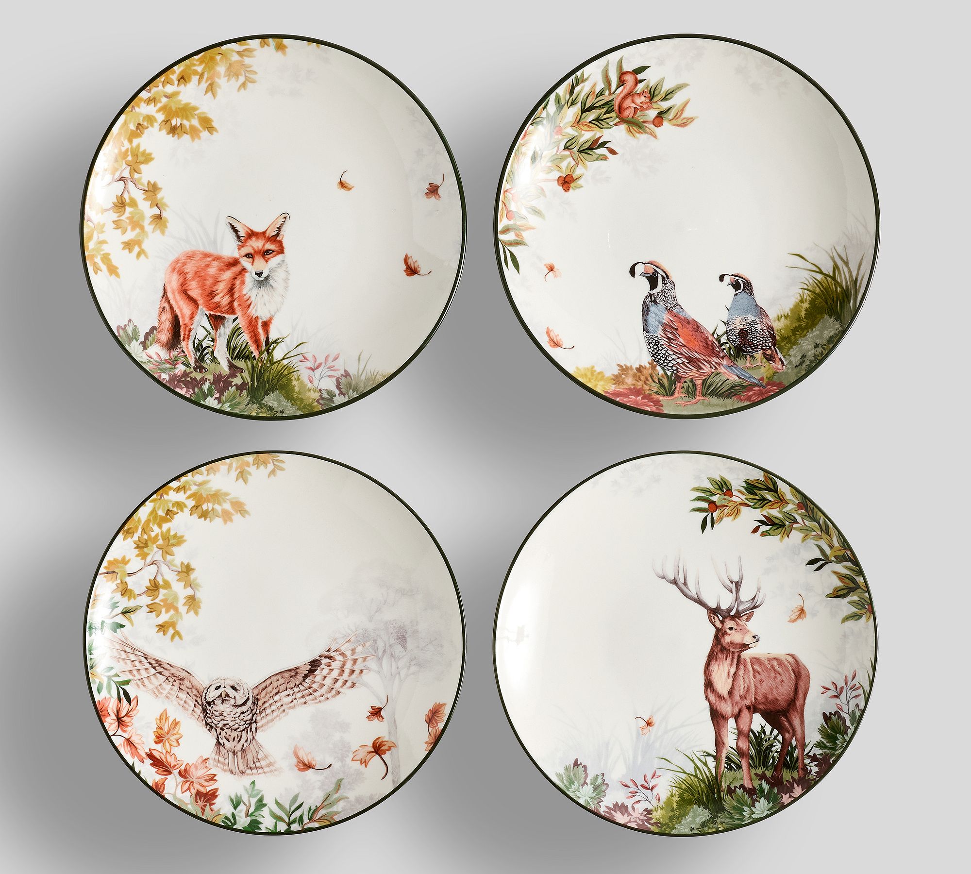 Fantastical Forest Stoneware Salad Plates - Mixed Set of 4