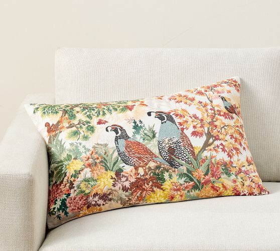 Fantastical Forest Embroidered Lumbar Pillow Cover