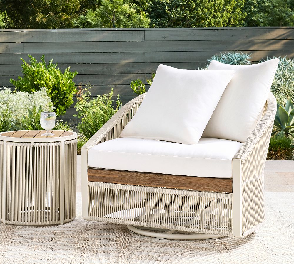 Lakewood Rope Swivel Outdoor Grand Lounge Chair by Pottery Barn