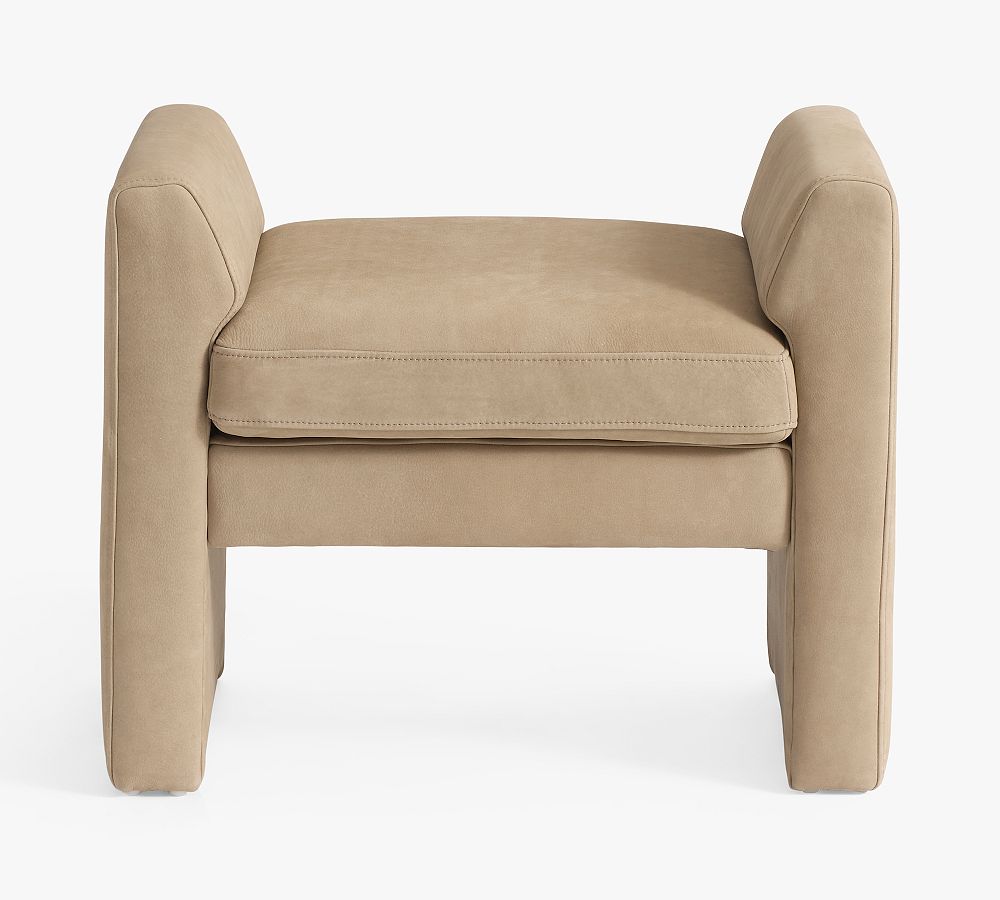 Max Leather Stool by Pottery Barn