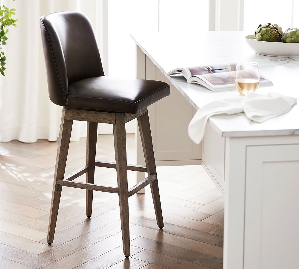Layton Leather Swivel Stool by Pottery Barn