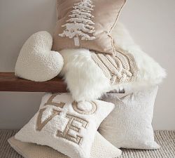 Velvet Sherpa Tree Applique Pillow Cover