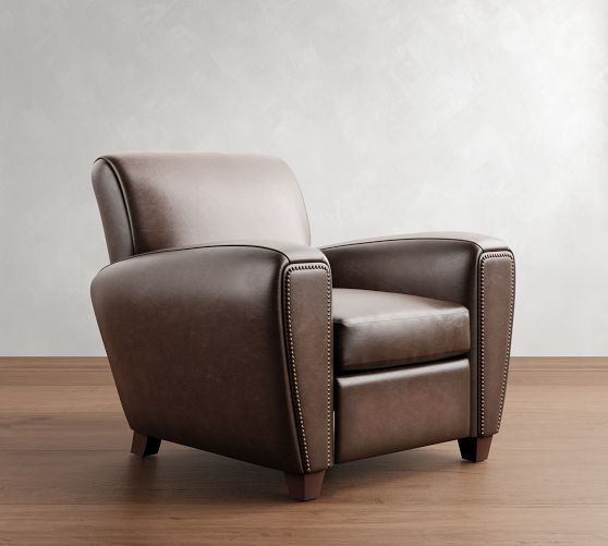 Manhattan Square Arm Leather Recliner by Pottery Barn