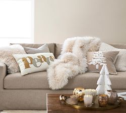 Velvet Sherpa Tree Applique Pillow Cover