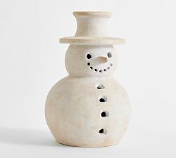 Open Box: Terracotta Snowman, Large (15" H) - White