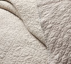 Belgian Flax Linen Geo Coverlet &amp; Shams - Flax