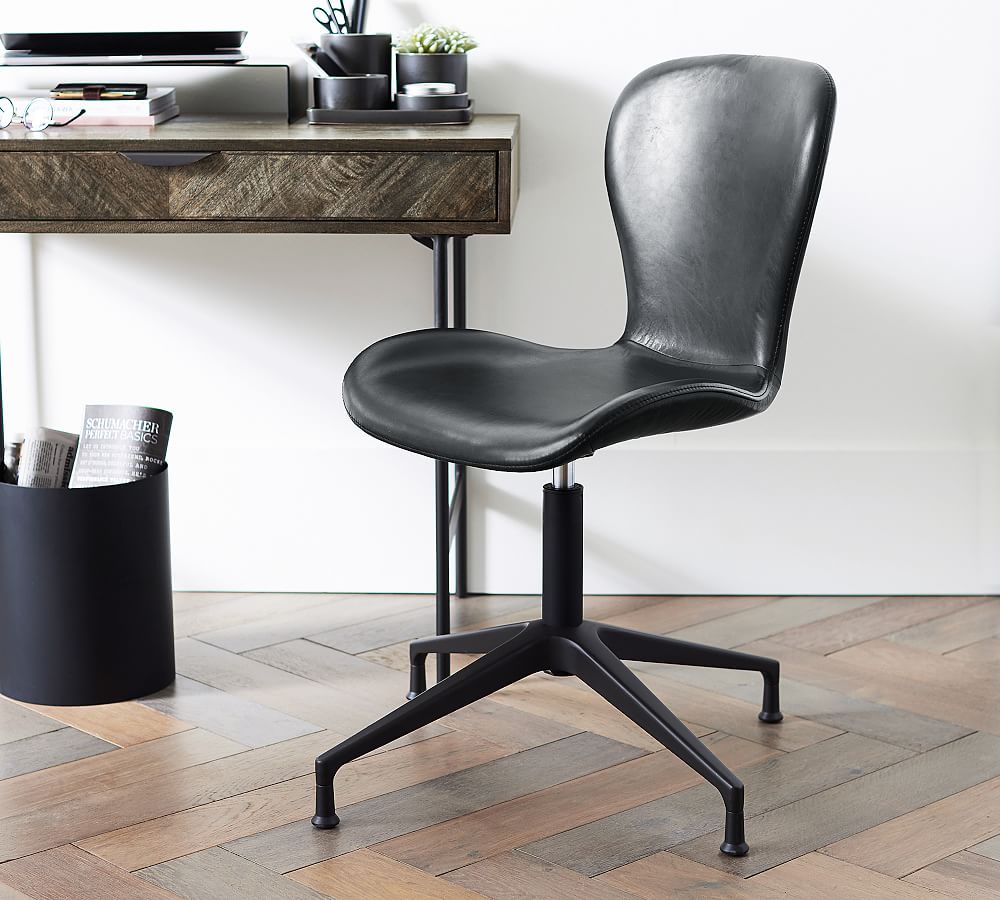 Burke Leather Swivel Desk Chair by Pottery Barn