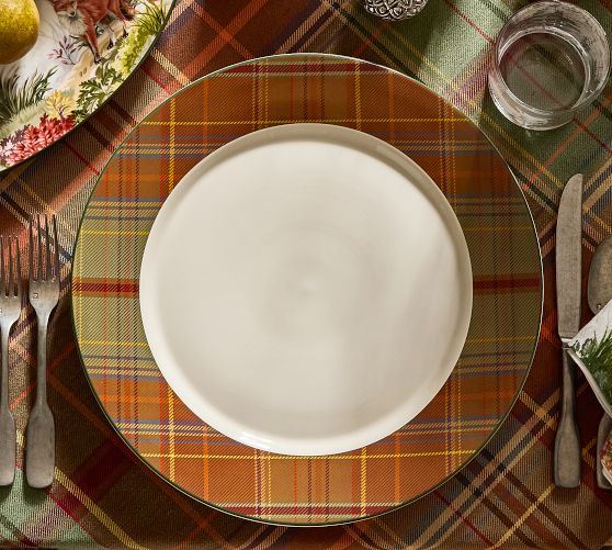 Woodrow Plaid Stoneware Charger Plates - Set of 4