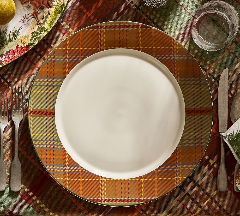 Woodrow Plaid Stoneware Charger Plates - Set of 4 by Pottery Barn