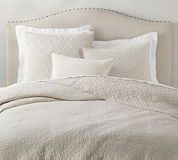 Belgian Flax Linen Geo Coverlet &amp; Shams - Flax