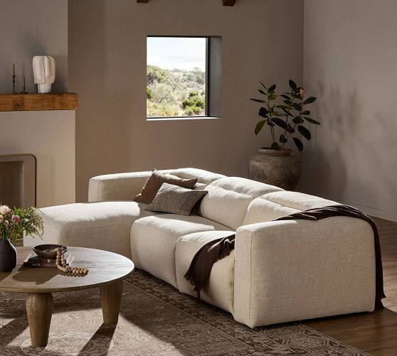 Lennox 3-Piece Upholstered Power Reclining Chaise Sectional (121") by Pottery Barn