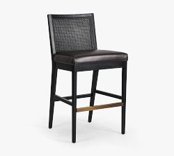 Lisbon Cane Leather Bar Stool