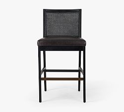 Lisbon Cane Leather Bar Stool