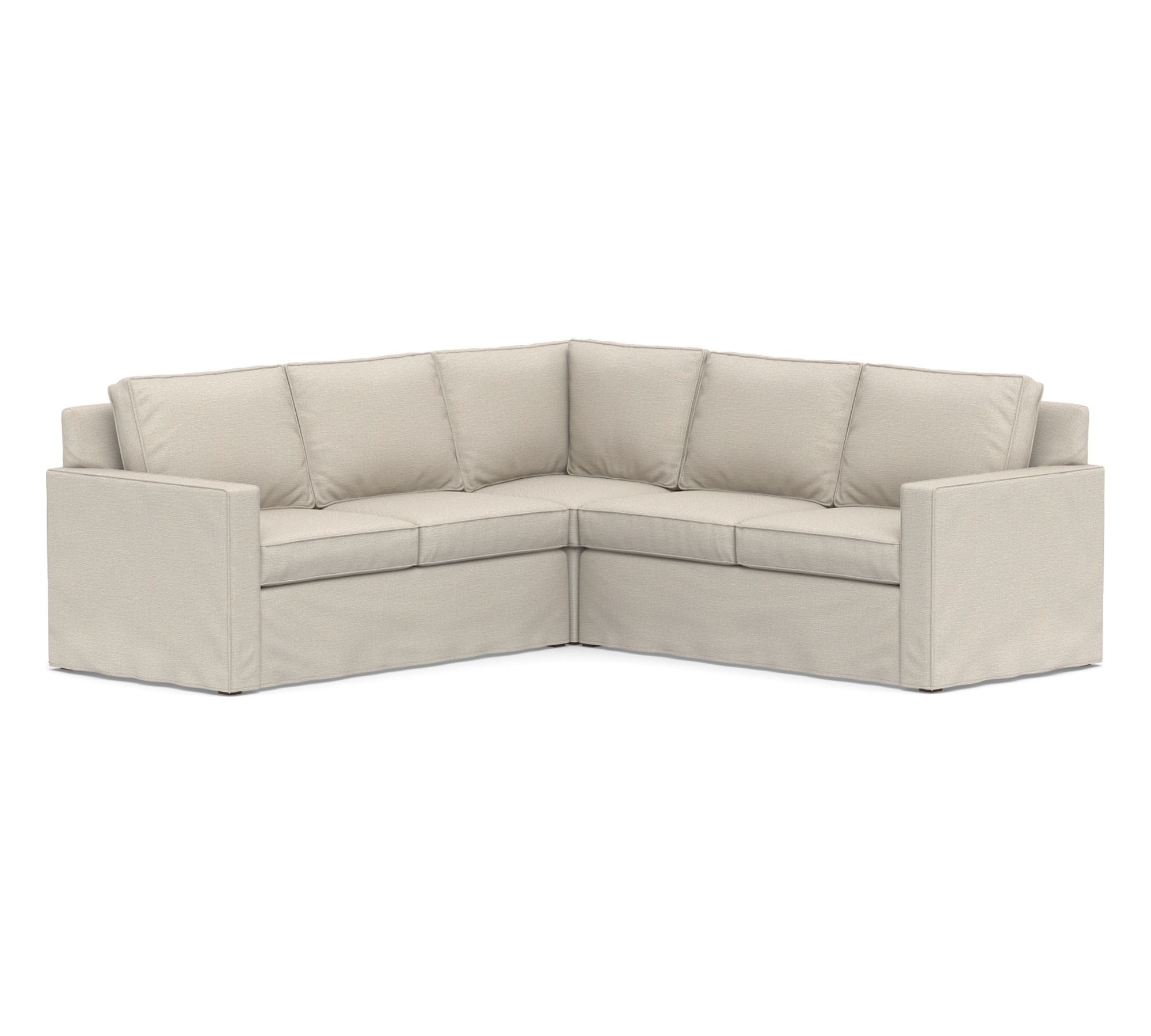 Cameron Square Arm Slipcovered 3-Piece L-Shaped Sectional (101")