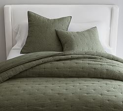 Open Box: European Flax Linen Waffle Quilt, Twin/Twin XL - Loden