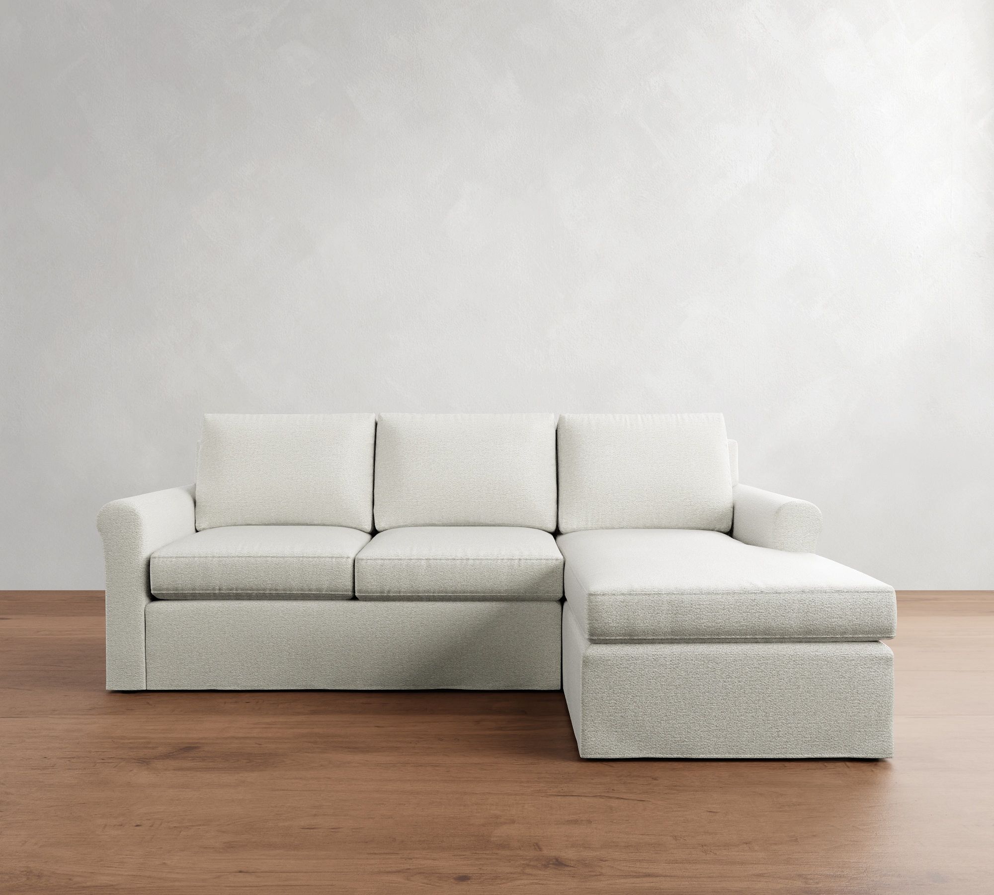 Cameron Modern Roll Arm Slipcovered Chaise Sectional (100")