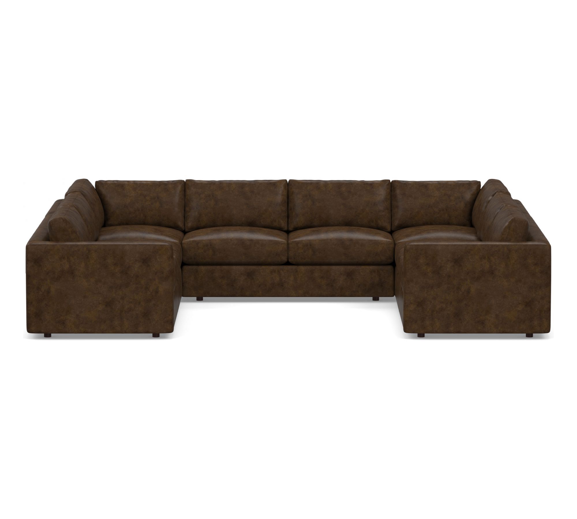 Carmel Slim Arm Leather U-Shaped Sectional (174"&ndash;186")