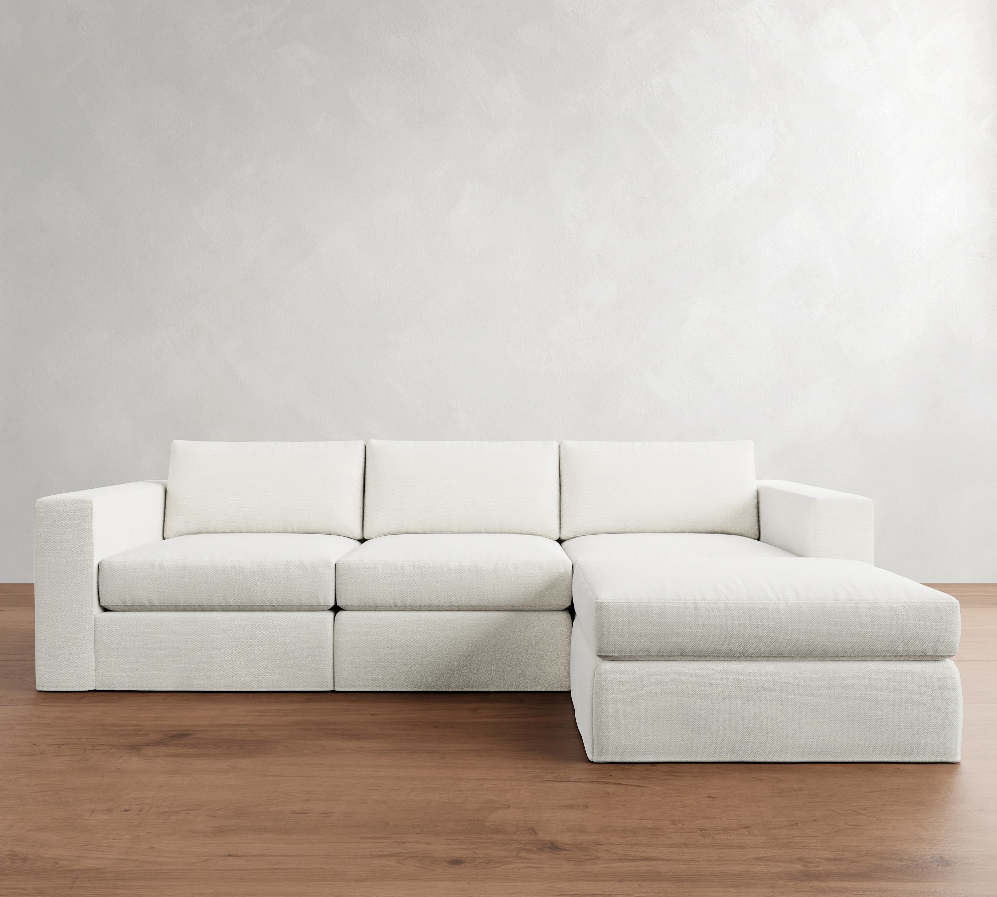 Carmel Square Arm Slipcovered Modular Chaise Sectional (113"&ndash;144")