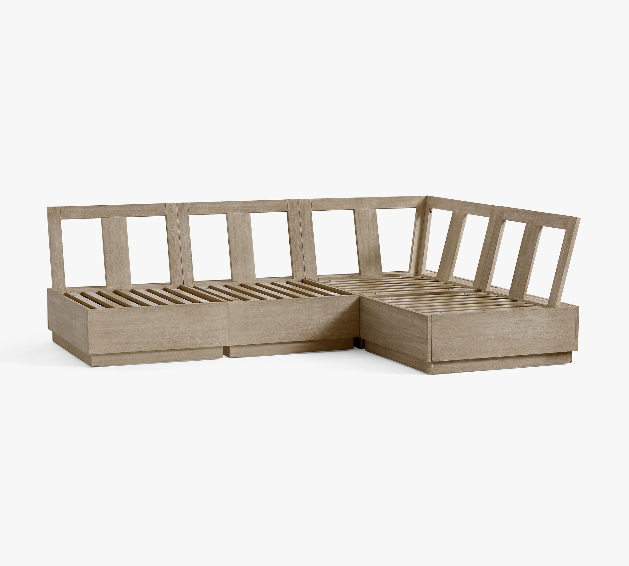 Indio Eucalyptus Modern Platform 4-Piece Outdoor Sectional (91")