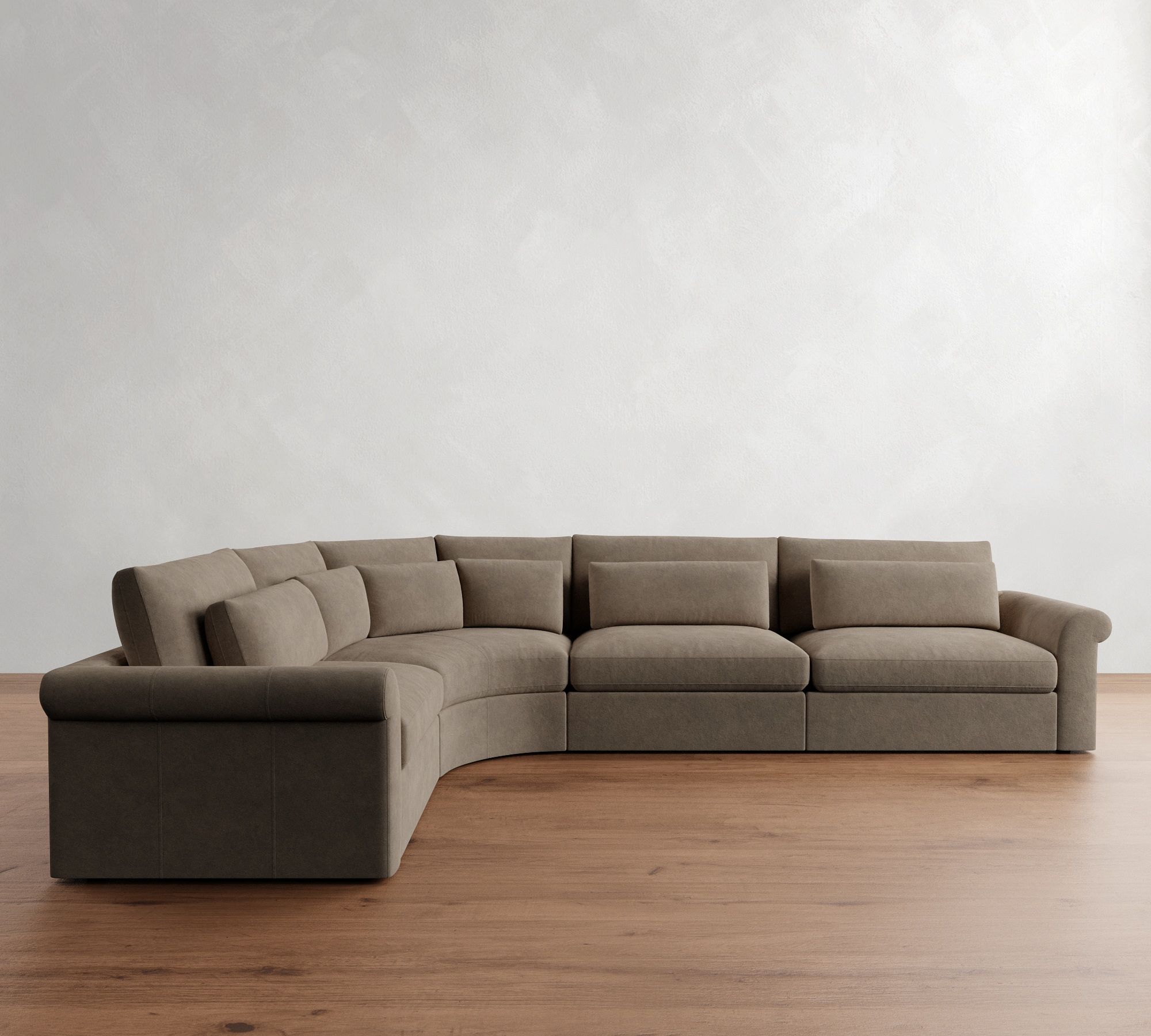 Westwood Roll Arm Deep Seat Leather 4-Piece Curved Wedge Sectional