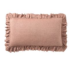 Open Box: Belgian Flax Linen Fringe Ruffle Sham, King, Set of 2-Brick