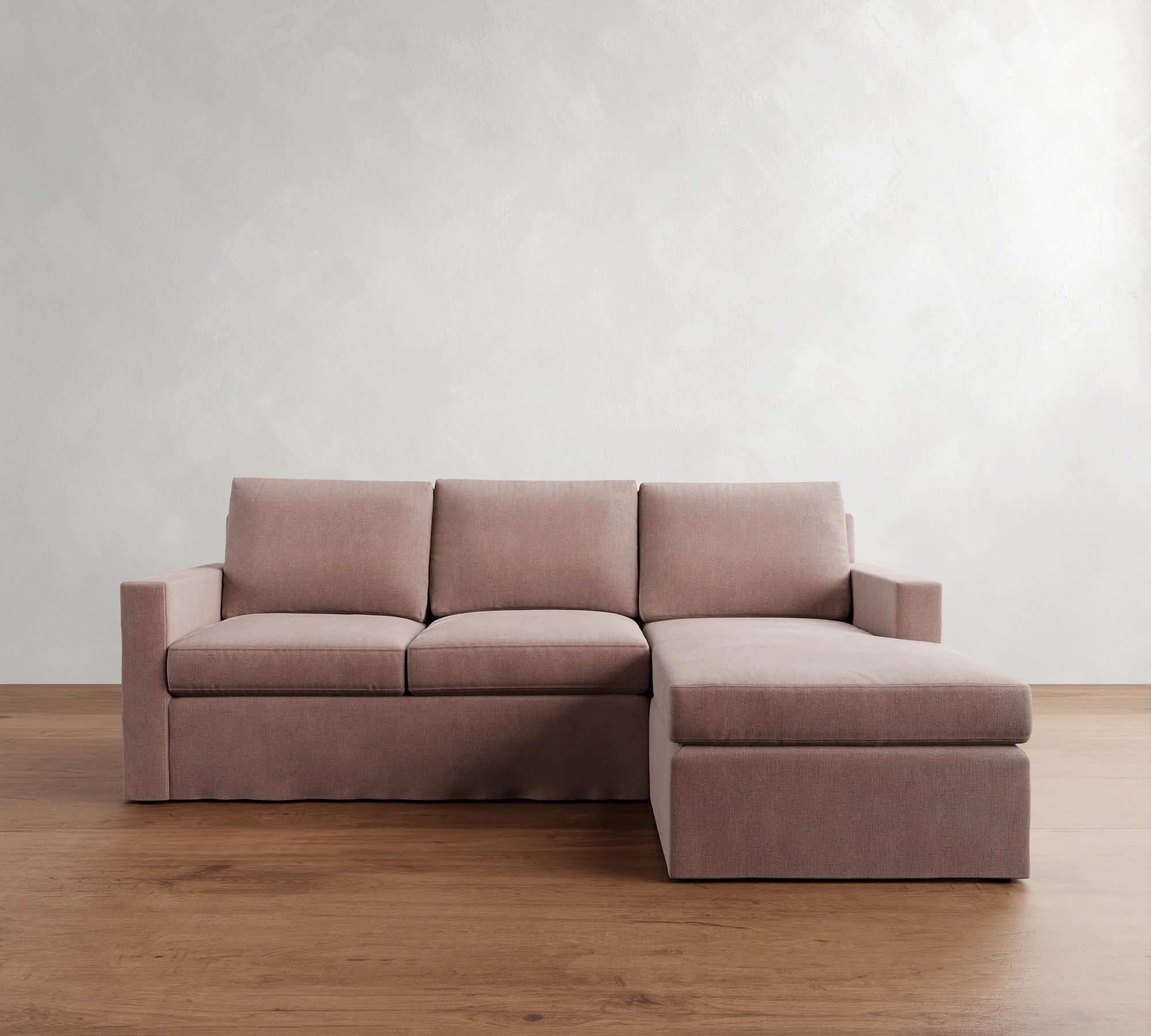 Cameron Modern Square Arm Slipcovered Chaise Sectional (98")