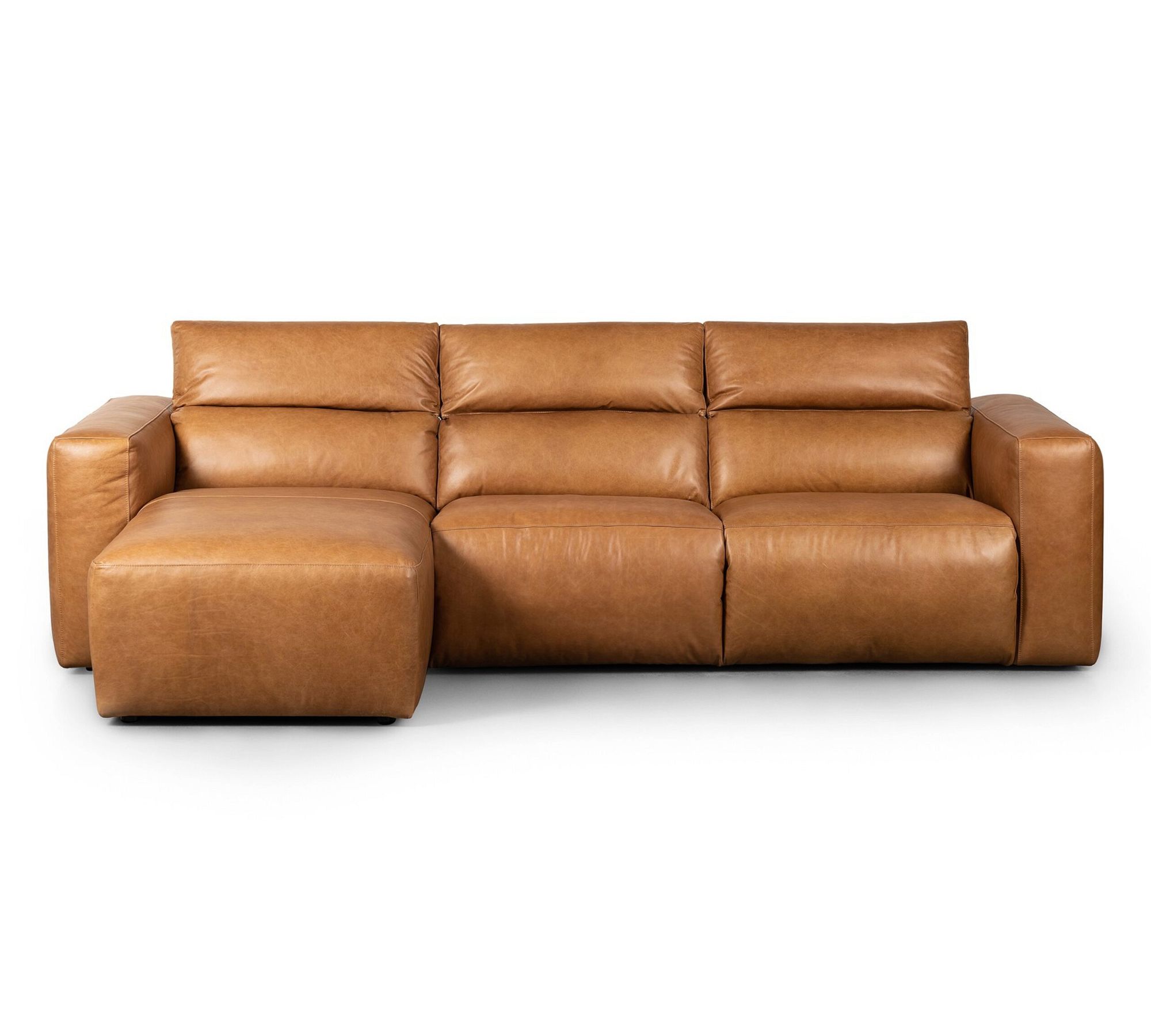 Lennox 3-Piece Leather Power Reclining Chaise Sectional (121")