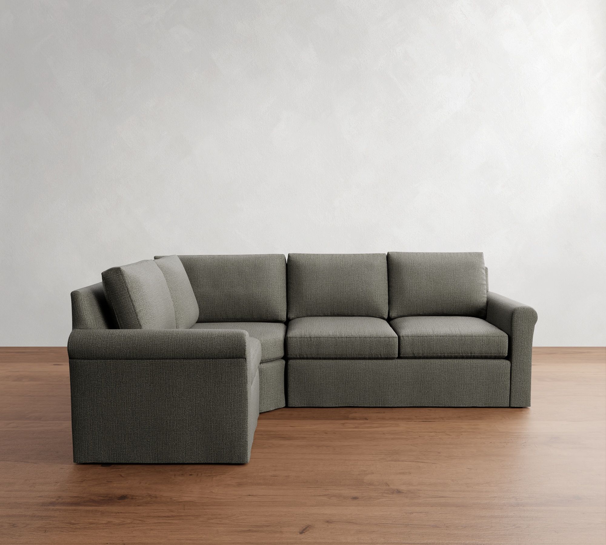 Cameron Modern Roll Arm Slipcovered 3-Piece Wedge Sectional (105")