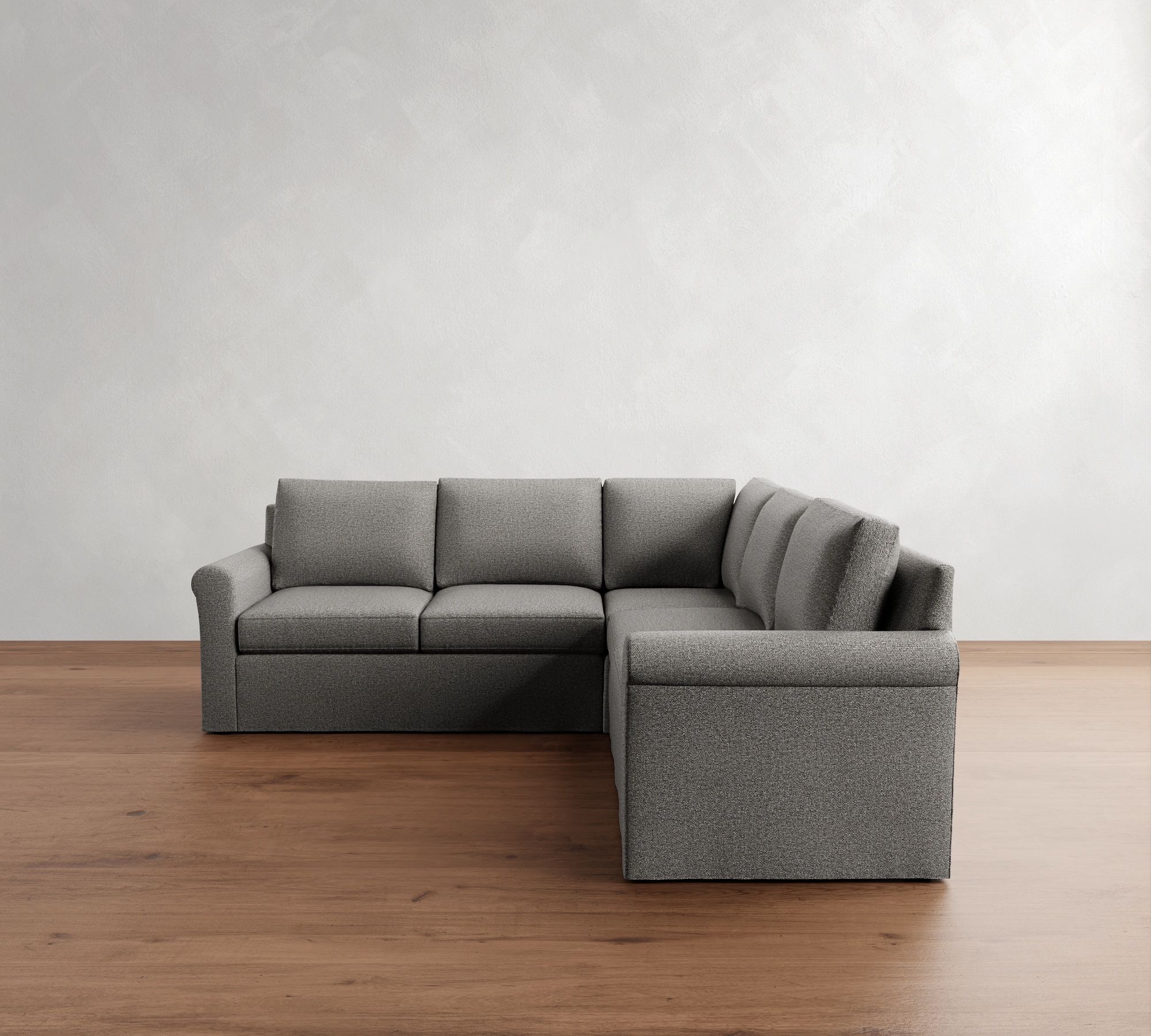Cameron Modern Roll Arm Slipcovered 3-Piece L-Shaped Sectional (100")