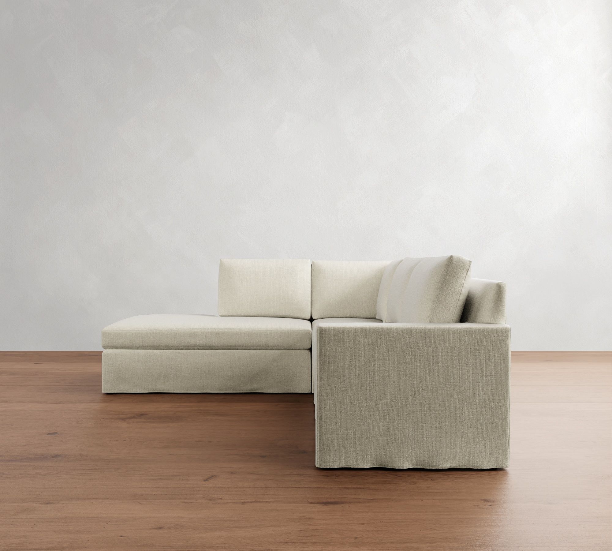 Cameron Modern Square Arm Slipcovered 3-Piece Bumper Sectional (99")