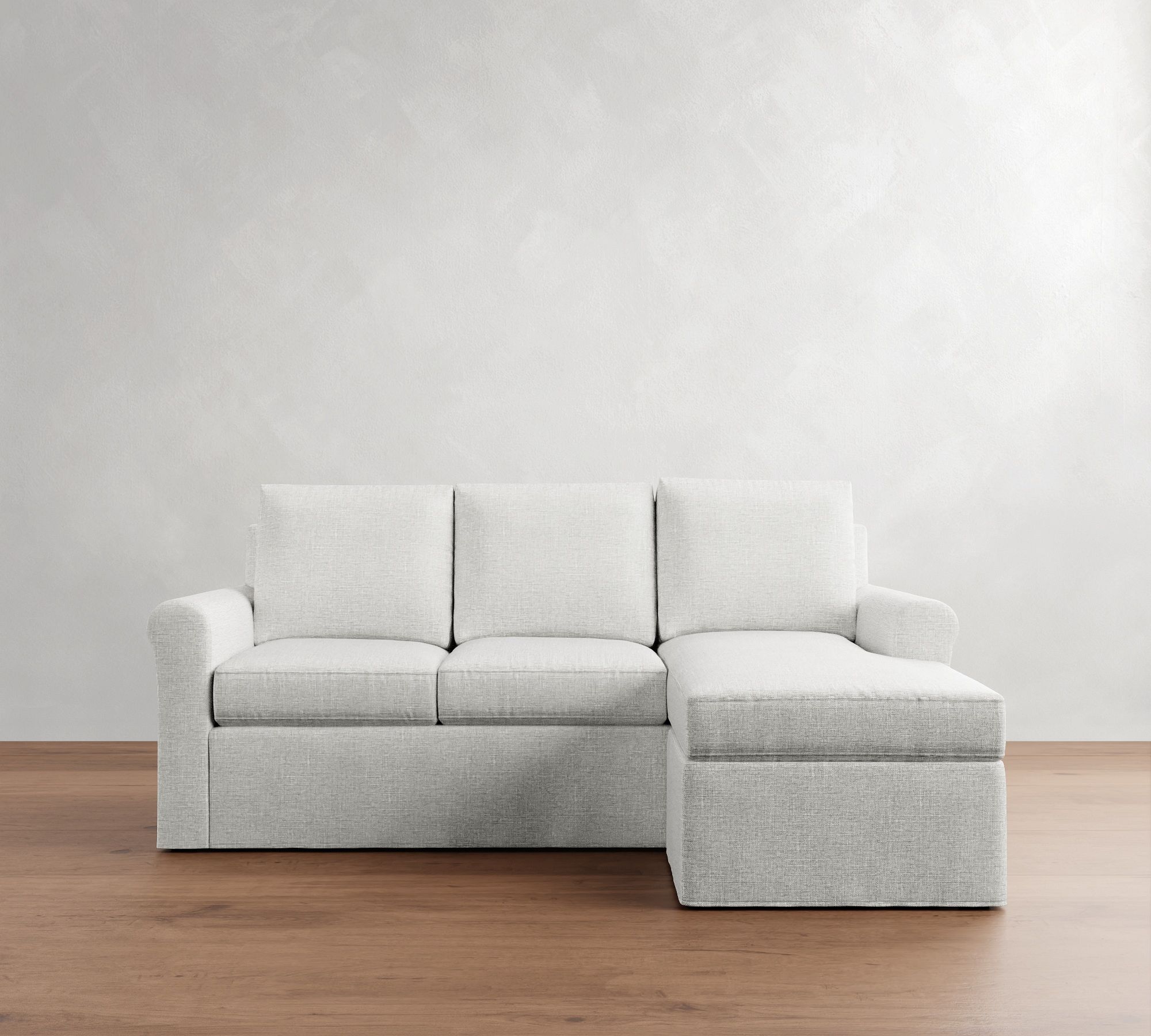 Cameron Modern Roll Arm Slipcovered Reversible Chaise Sectional (88")