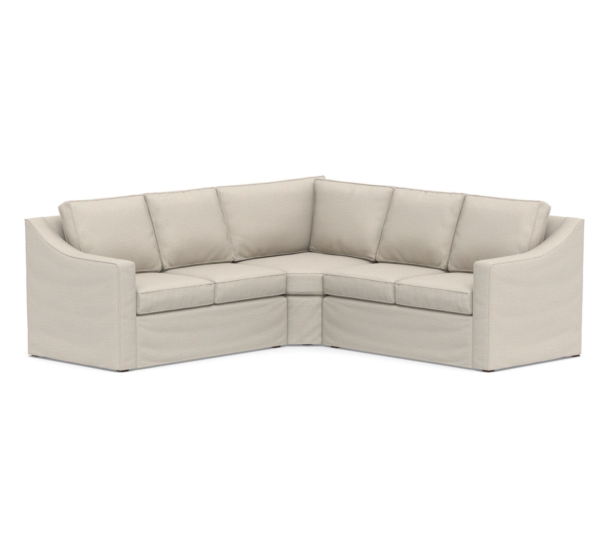 Cameron Slope Arm Slipcovered 3-Piece L-Shaped Wedge Sectional (100")