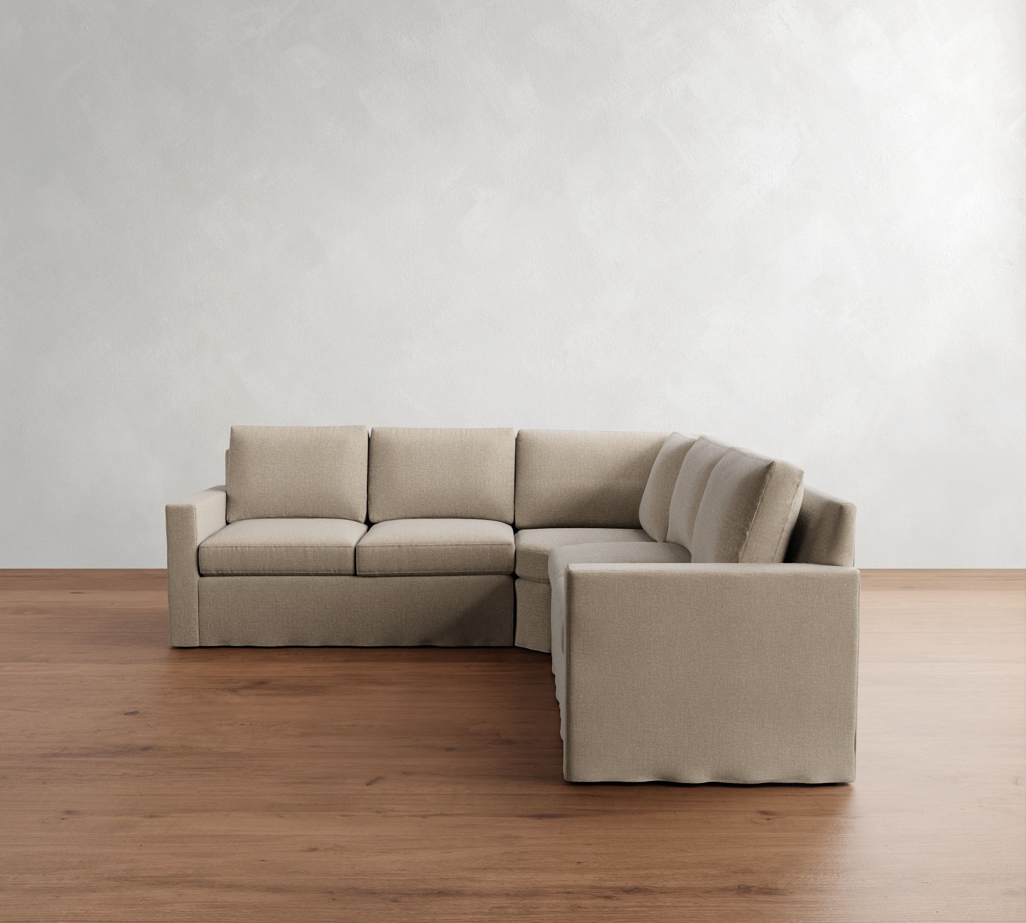 Cameron Modern Square Arm Slipcovered 3-Piece L-Shaped Wedge Sectional (104")
