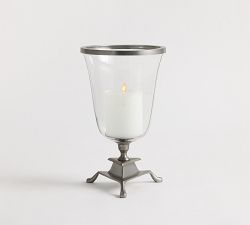 Chris Loves Julia Footed Pewter Hurricane Candle Holder