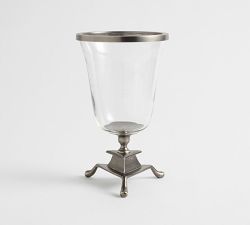 Chris Loves Julia Footed Pewter Hurricane Candle Holder