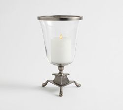Chris Loves Julia Footed Pewter Hurricane Candle Holder