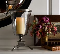 Chris Loves Julia Footed Pewter Hurricane Candle Holder