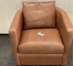Open Box: Ayden Barrel Arm Leather Swivel Chair (32") - Gravel Walnut