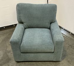 Open Box: Turner Square Arm Swivel Chair without Nailheads - Performance Casual Chenille Slate
