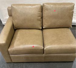 Open Box: York Square Arm Leather Left Loveseat - Legacy Taupe