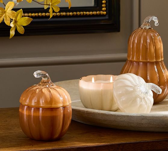 Glass Pumpkin Candle - Autumn Amber