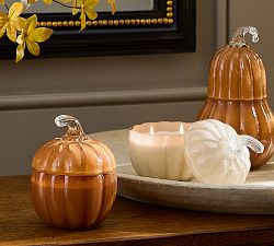 Glass Pumpkin Candle - Autumn Amber