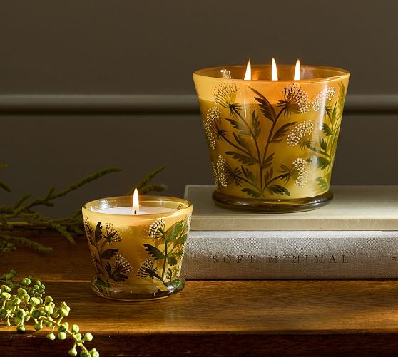 Yellow Floral Candle - Citrus Herb