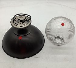 Open Box: Cooper Ribbed Glass Round Indoor/Outdoor Flush Mount (12") - Oiled Bronze