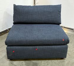 Open Box: Dream Armless Chair - Performance Slub Weave Navy, Espresso Finish