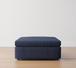 Open Box: Dream Sectional Ottoman - Performance Slub Weave Navy, Espresso Finish